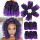 8 Inch Short Passion Twist Hair 6 Bundles Kinky Curly Crochet Hair for Black Women Curly Braiding Hair Crochet Braids Hair (6Bundles8 Inch,1B/Purple#)