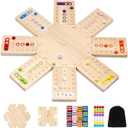Wooden Board Game, The Wooden Board Can Provide a Gaming Experience for 2 to 8 Players, Featuring 3 Central Hubs, 32 Marbles, and 16 Dice. It is Suitable for Family and Friend Gatherings Board Games