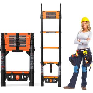 Telescoping Ladder，8.5FT Extension Ladder，One-Step Collapsible, Aluminum Ladder for RV Home Outdoor, 330lbs Max Capacity