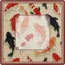Chinoiserie Koi Fish Mahjong Mat 31.5x31.5 Inch, Vintage Oriental Japanese Asian Fish Non-Slip Noise Reduction Mahjong Table Mat for American Mah Jong Poker Card Board Games Dominoes