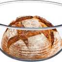 4.7QT Large Glass Mixing Bowl Clear Glass Salad Cooking Bowls for Sourdough, Salad and Storage Prepping and Baking