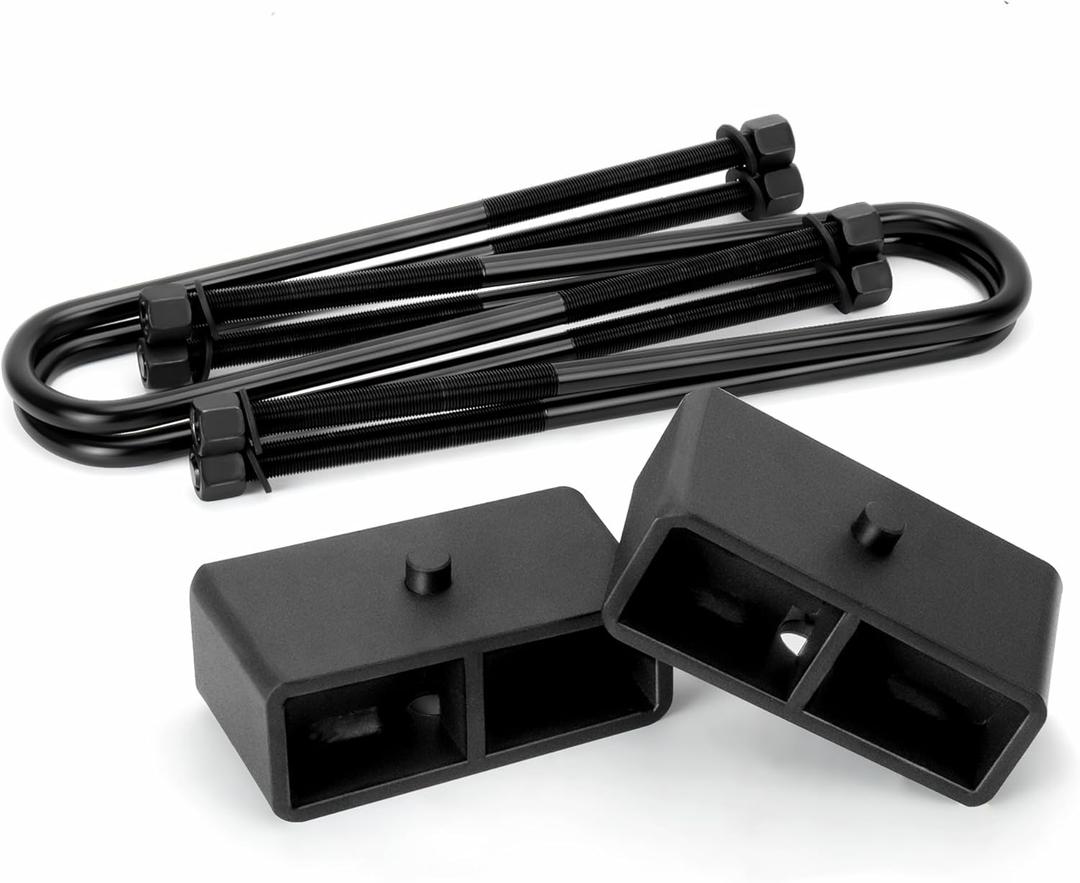 KSP 2" Rear Lift Kit for F250 F350, 2in Rear Lift Block for 2011-2026 F250 F350 Super Duty, 2pcs Lift Blocks with 4pcs Extended Square Leaf Spring Ubolts For Ford Pick up Trucks 2WD 2X2 4WD 4X4