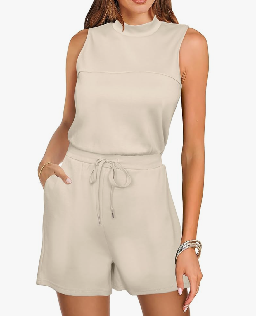 Glamaker Rompers for Women Summer Dressy Casual 2025 Fashion Outfits Sleeveless Short Jumpsuit Trendy Clothes Medium