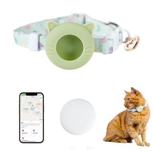 Cat Tracker Collar Breakaway Waterproof, for Airtag Holder, Pet Cat Tracking Collar (Green)