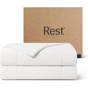 REST Evercool Cooling Comforter, Full/Queen, Blanket for Hot Sleepers, All Season Bedding to Keep Cool for Night Sweats, Breathable Lightweight Blanket, 90"x90" Inches, Arctic White
