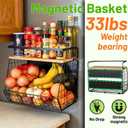 Ofiray-home Magnetic Shelf for Fridge with Wood Lid, Fruit Potato and Onion Storage Bins, Pantry Organizers & Storage, Large Container Magnetic Spice Rack for Refrigerator, Kitchen Counter, Cabinet