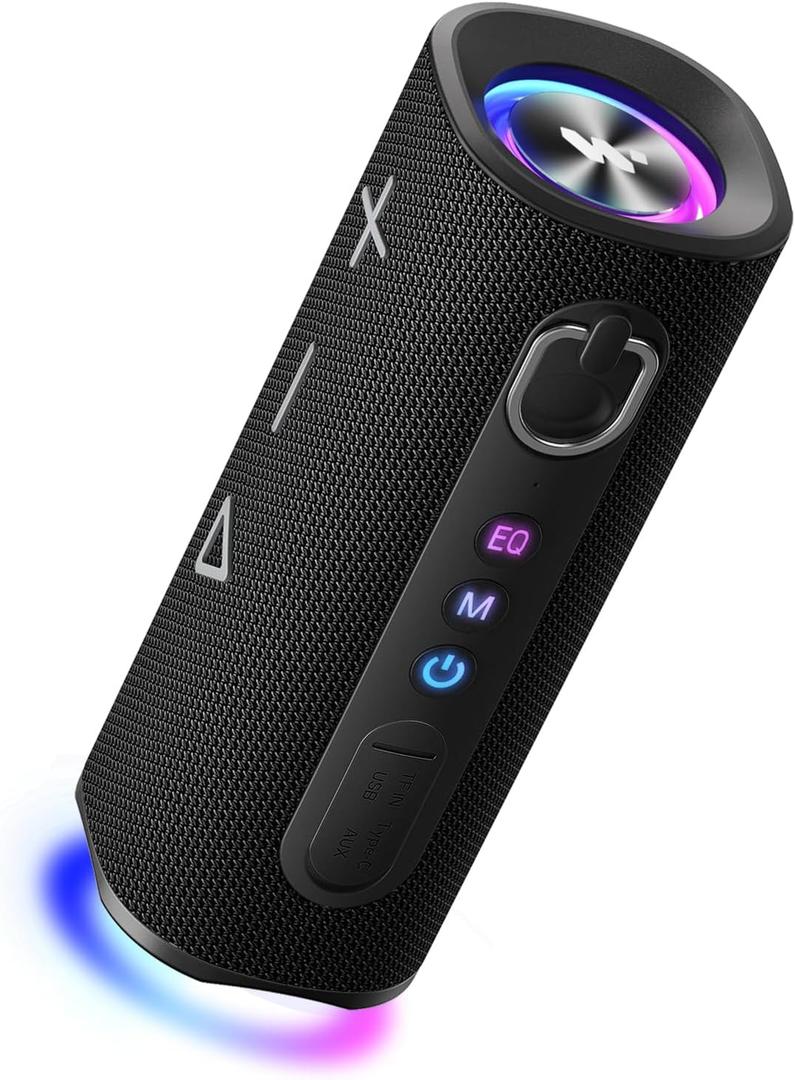 MIATONE Bluetooth Speaker 40W BT 6.0 Outdoor Portable Bluetooth Speakers with 3 EQ,Deep Bass,24H Playtime TWS,IPX7 Waterproof Shower Speakers Bluetooth Wireless Portable Speaker for Party/Beach-Black
