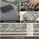 Washable 9x12 Area Rugs for Living Room, Boho Non-Slip Vintage Distress Lager Rugs for Bedroom Dining Room Nursery Office, 0.3" Neutral Oriental Throw Thin Carpet, Sage Green/Multi, E1