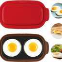 Microwave Egg Cooker, 2-Cavity Microwave Egg Poacher for Breakfast Sandwiches, Fast & Safe Cooking,Portable for Home, Easy to Clean, Perfect Kitchen Gift (Red-NEW)