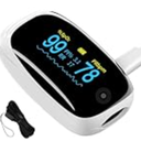 Fingertip Pulse Oximeter, Blood Oxygen Saturation (SpO2) Monitor for Fast Readings, Track Heart Rate, Respiration Rate (RR) & PI, Rechargeable with Rotatable OLED Display, 6 Modes, Portable - White