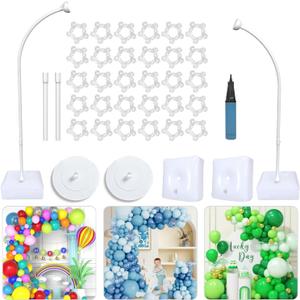 Half Balloon Arch Stand, Free Bending Half Arch Balloon Kit for Floor with Base, Versatile Balloon Arch Frame for Birthday Baby Shower Wedding Graduation Halloween Party Decorations (Upgraded)