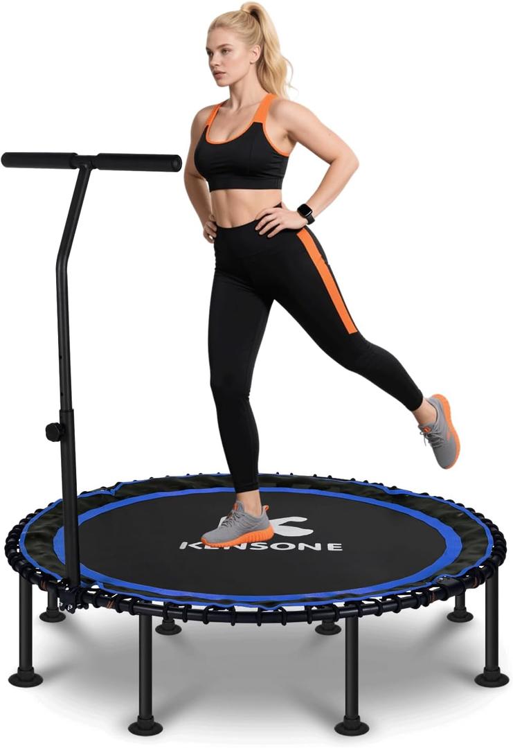 K KENSONE 40/48" Foldable Rebounder Trampoline for Adults with Bungee, 450/550 LBS Quiet Indoor Mini Trampoline for Adults Fitness, Gym Workout, Home Exercise