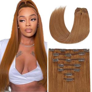 #30 Brown Straight Clip in Hair Extensions,32 Inch Soft Real Human Hair,Light Brown Straight Clip ins 120g 7pcs Per,Brazilian Remy Color #30 Human Hair Extensions.