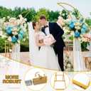 Curved Metal Wedding Arch Stand, Garden Arch Flower Stand Outdoor Indoor Use for Wedding Ceremony Birthday Anniversary Floral Stand Background Decoration 8.2FT and 6.9FT (Gold)