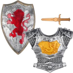 Medieval Knight Dress Up LARP Armor Set Include Dagger Heater Shield Breastplate for Role Play