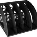 SAYEEC Sturdy Magazine Holder 4 Compartments Plastic Desktop File Organizer File Dividers Office Organizer Storage Document Magaizne Rack Display Box (Black)