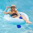 Comfy Floats Motorized Pool Float - includes Motorized Propeller with 360 Operation and Cup Holder - 12V Motorized Pool Tube for pool and lake - Large Enough for Adults
