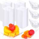 Rozer 200 Pcs Mini Appetizer Plates and Tear Drop Spoons for Weddings Party 2.5 x 2.5 Inches 4 x 2 Inches Plastic Mini Dessert Plates Disposable Appetizer Spoons (Transparent)