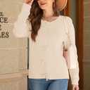 Women's Cardigan Sweaters Bow Button Down Cardigans Fall Fashion Clothes Knit Tie Open Front Coats (Beige, L)