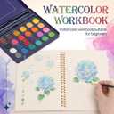 Floral Watercolor Painting Kit for Adults & Beginners with 24 Paints, 3 Brushes,Watercolor Workbook & photo album | 12 Original DIY Patterns, Step-by-Step Tutorials | Beginner-Friendly Creative Gift