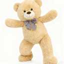 MorisMos Giant Teddy Bear 4 Feet, Cute Big Teddy Bear Plush 47inch Stuffed Animal, Classic Girlfriend Boyfriend Gift Birthday Baby Shower Decorations, Brown