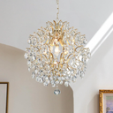 Bestier Modern Gold Pendant Chandelier Crystal Raindrop Lighting Ceiling Light Fixture Lamp for Dining Room Bathroom Bedroom Livingroom entryway 3 E12 Bulbs Required D16 in x H18 in