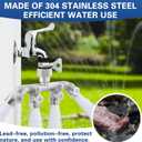 4 Way Garden Hose Splitter, 304 Stainless Steel Outdoor Faucet Splitter with 4 Individual Shut Off Valves, 3/4" GHT High Flow Hose Bib Spigot Connector