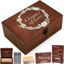 ZYNERY Wooden Memory Keepsake Box for Funeral,115pcs Celebration of Life Memory Cards Set Memorial A Legacy of Love Storage Box Decorative Gift for Burial AnniversaryForget-me-not