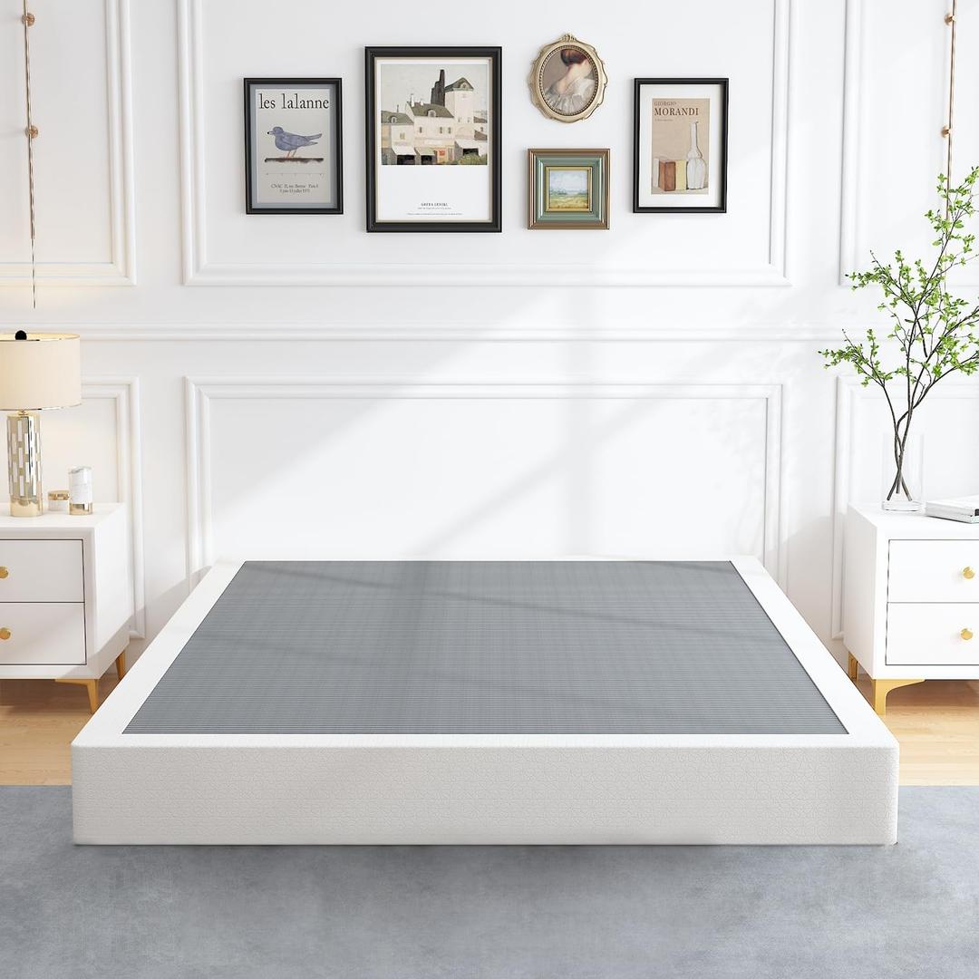 ALDRICH 7 Inch Heavy Duty Metal Box Spring Mattress Foundation 3000lbs Max Weight Capacity/Non-Slip/No Noise/Easy Assembly/Easy Clean Cover, Queen