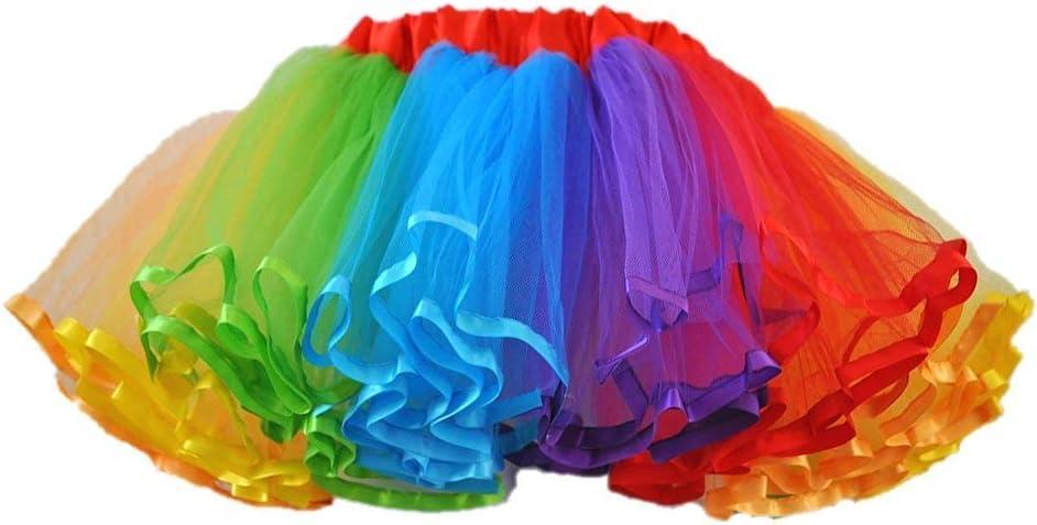 Womens Rainbow Puffy Tutu Layered Tulle Petticoat Skirt for Party (Regular Size(US 0-18w))