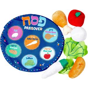 Rite Lite My Soft Seder Set Passover Plush Pesach Food Play Set Jewish Holiday Party Favor Matzah Dish Table Decoration for Little Ones! Educational & Adorable Judaica Passover Gifts for Hours of Fun!
