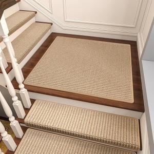 Brakki Bullnose Carpet Stair Treads, Non Slip Landing Mat for Wooden Steps