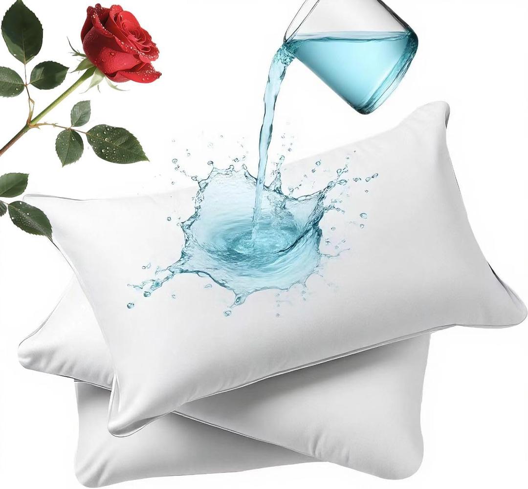 Waterproof Pillow Protectors 4 Pack Queen 20x28 Inches with Hidden Zipper Dust Moisture Sweat Proof Pillow Case Cover Protector Soft Comfortable White (4, Queen 20x28 inches )