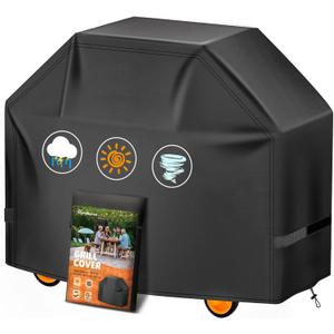 Grill Cover 55 Inch - Superior Gas Grill Cover for Outdoor Grill - 600D Outside BBQ Covers Waterproof Heavy Duty for Weber, Dyna-glo, Char-Broil, Nexgrill, Brinkmann, Monument Barbecue Grill (Black)