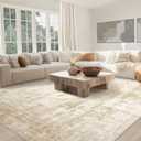 Area Rug Living Room Rugs: 8x10 Machine Washable Rug Large Abstract Modern Soft Non Slip Carpet Indoor Thin Low Pile Carpets for Bedroom Under Dining Table Home Office Farmhouse Decor Beige