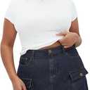 Women’S Summer Denim Skirt High Waist Stretchy Jean Skirt with Pockets Medium 18