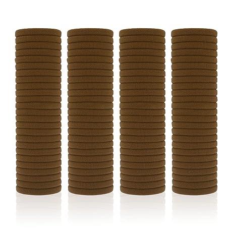 100 Pack Seamless Hair Ties for Women Girls Ponytail Holders for Thick Hair (Mid-Brown)