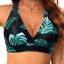 Tempt Me Women Halter Bikini Top Push Up Swimsuit Top Only (Black, L)