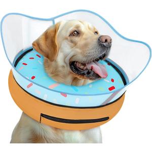 Elevated Inflatable Dog Cone Collar Alternative After Surgery, Dog Donut Collar, Soft Pet Cone to Stop Licking for Small Medium Large Dogs (L(Neck 12"-16"))