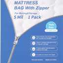 5 Mil Twin Size Mattress Bag with Zipper for Storage Moving, Heavy Duty Plastic Waterproof Mattress Protector Cover Moving Supplies