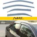 4pcs Smoke Tint with Chrome Trim Outside Mount Tape On/Clip On Style PVC Sun Rain Guard Window Visors Compatible with 2012-2014 Toyota Camry