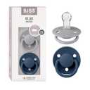 BIBS De Lux Baby Pacifier 2-Pack | Made in Denmark | BPA Free Dummy Soother, Round Nipple. Silicone, OneSize (0-36 Months), Cloud/Steel Blue