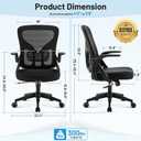 Office Chair Ergonomic Desk Chair with Adjustable Lumbar Support, High Back Breathable Mesh Chair with 120 Tilt Function & Flip-Up Armrests, Swivel Comfy Task Computer Chair for Work, Study, Standard Version