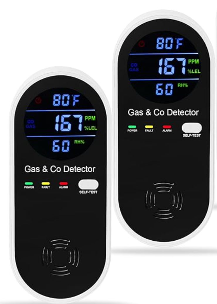 Gas & Carbon Monoxide Detector, 4-in-1 Carbon Monoxide Alarm,Fahrenheit(°F) & Humidity,Natural Gas Detector,Methane,Propane & CO Detector for Home,RV,Apartment