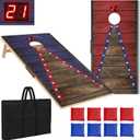 Electronic Cornhole Board Set 4x2ft 2x1ft, Automatic Scoring Corn Hole Games for Adults & Kids, Wooden Portable Cornhole Set with 8 Bean Bags & Carrying Bag for Outdoor, Party, Tailgate