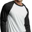 TOP PRO Men's Full Length Sleeve Raglan Cotton Baseball Tee Shirt (XXXL)