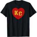 KC Red & Yellow Heart Kansas City Red/Yellow Heart KC Red KC TShirt, Small