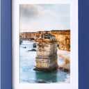 wyooxoo 5x7 Picture Frame Made of Solid Wood Photo Frame Display Pictures 4x6 with Mat or 5x7 Without Mat For Table top Display or Wall, Dark Blue, 1 Pack