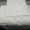 White Shaggy Bathroom Rug Set, Soft Fluffy Bath Mats with Toilet Contour Rug, Non-Slip Chenille Bathroom Carpet Set