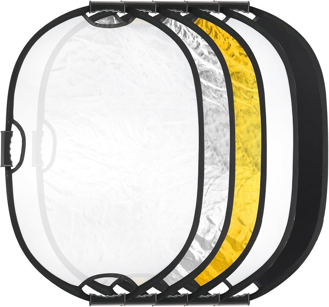 Fasmov 24"x36" Light Reflectors - 5-in-1 Collapsible Photography Reflector with Carrying Case for Photo Studio & Outdoor Use